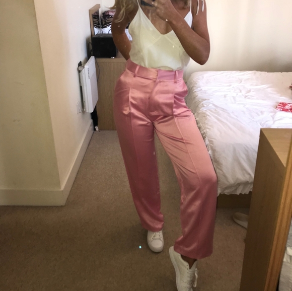 H&M Pink Satin Wide Leg Pants - Picture 7 of 9